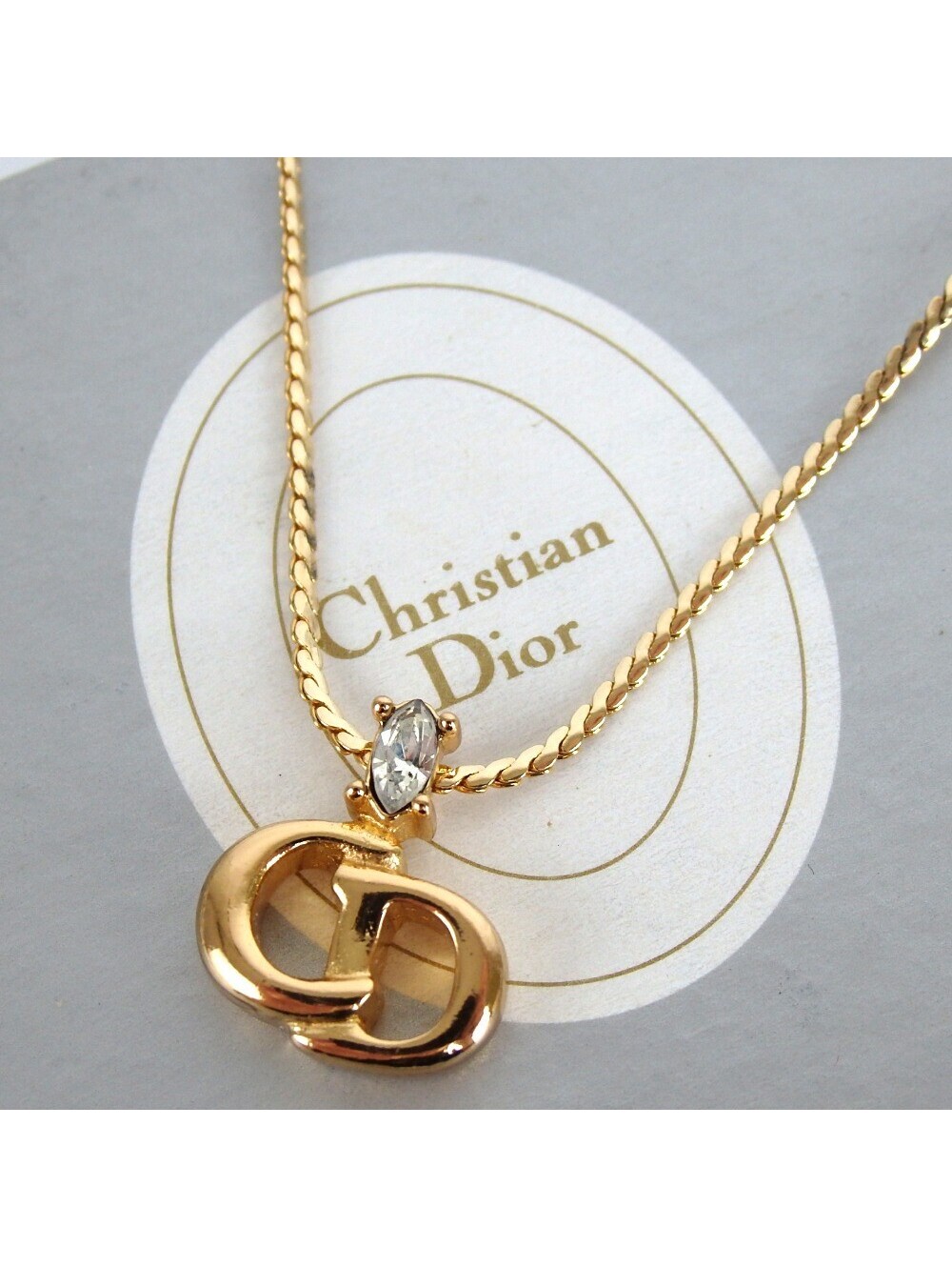 Authentic Christian Dior Cd Rogo Necklace Metal[Used]